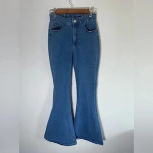 Extreme Flare Bell Bottom Jeans Corset Lace Tie Sz‎ 28x32 EUC 0196